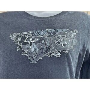 Y2k Chula Latina Women's T-Shirt Motorcycle Long Sleeve M Black  Graphic Print